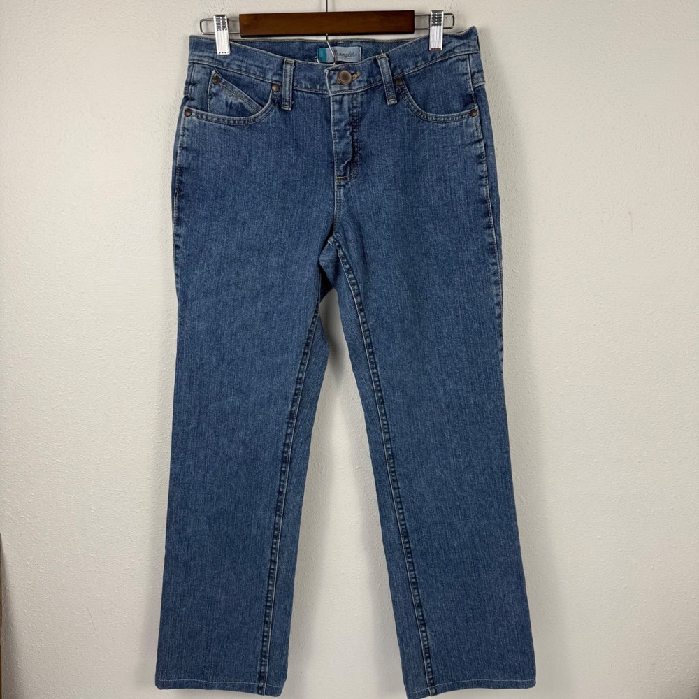 Wrangler‎ Cowgirl Cut Cash Straight Leg Jeans Medium Wash Blue WRC10RR 5/6x32